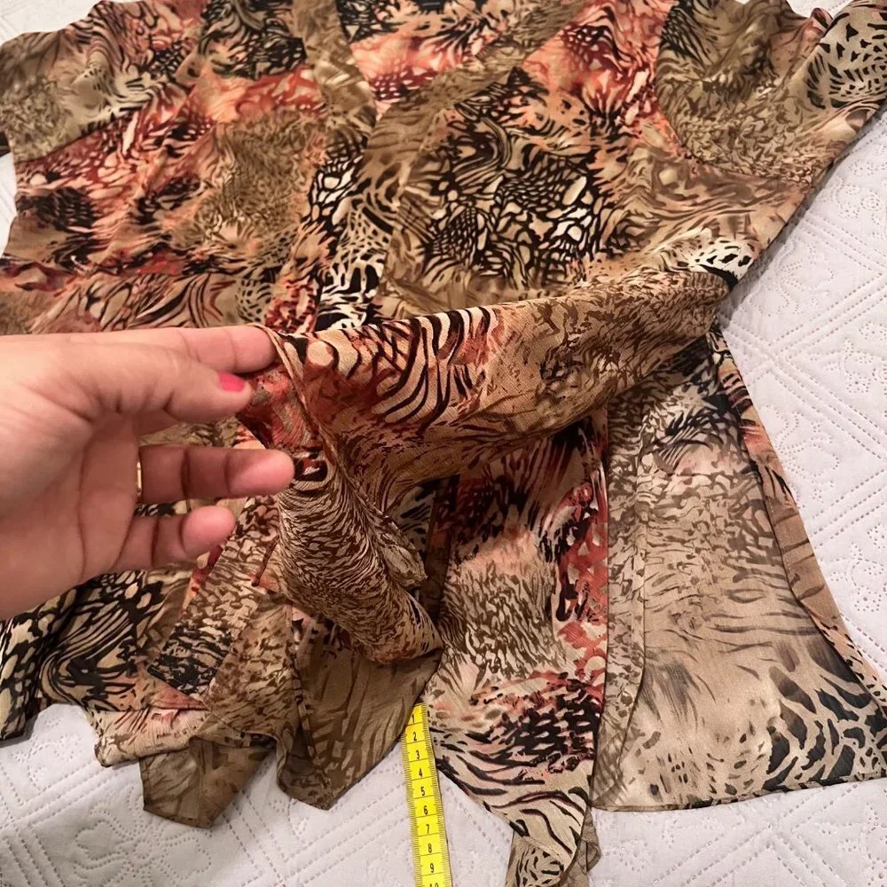 Ashley Stewart Brown Animal Print Tunic Women's‎ Long Sleeve Blouse Size 22/ 2XL